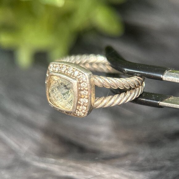 D.Y. 925 Prasiolite/Diamonds Ring - Picture 4 of 12